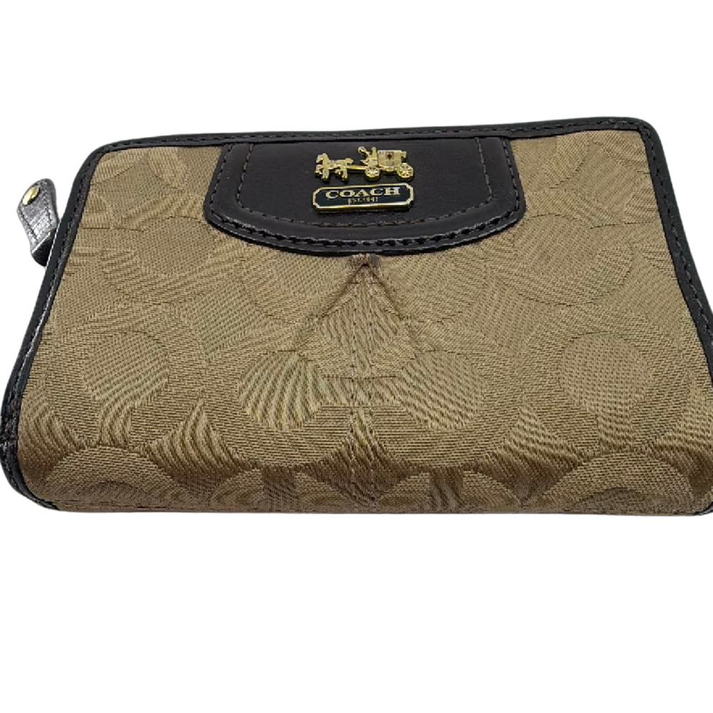 Coach Brown Signature Canvas Flap Wallet